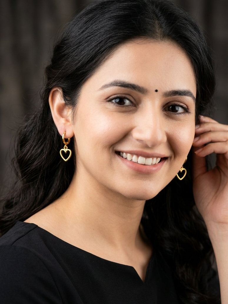 Elegant Gold Heart Drop Earrings – Minimal & Timeless