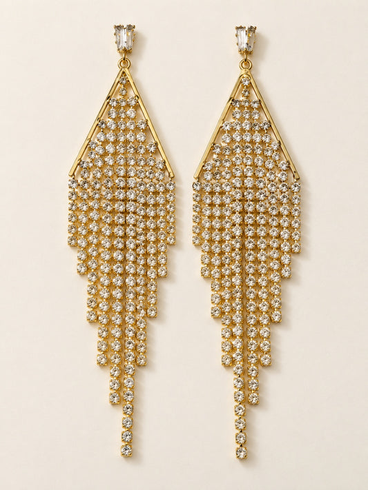 ELVION Gold-Tone Triangle Fringe Earrings — Product on white
