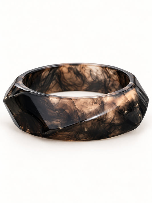 ELVION Black Marbled Bangle — Product on white