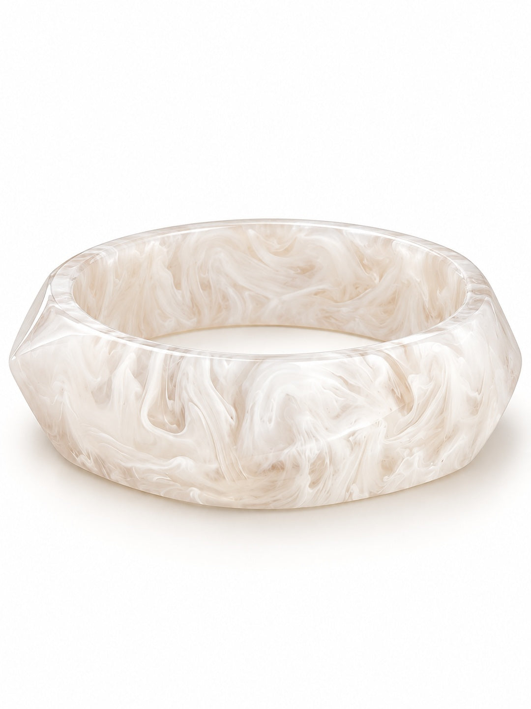 ELVION White Marbled Bangle — Product on white