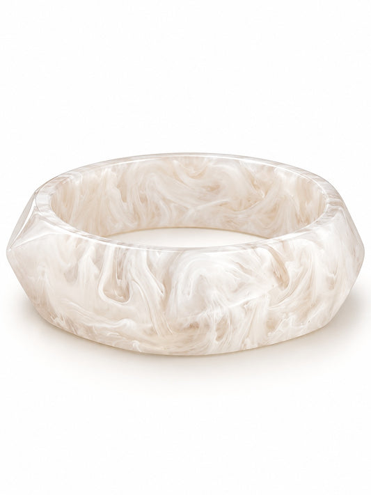 ELVION White Marbled Bangle — Product on white