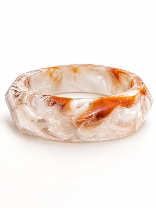 ELVION White Amber Marbled Bangle — Product on white