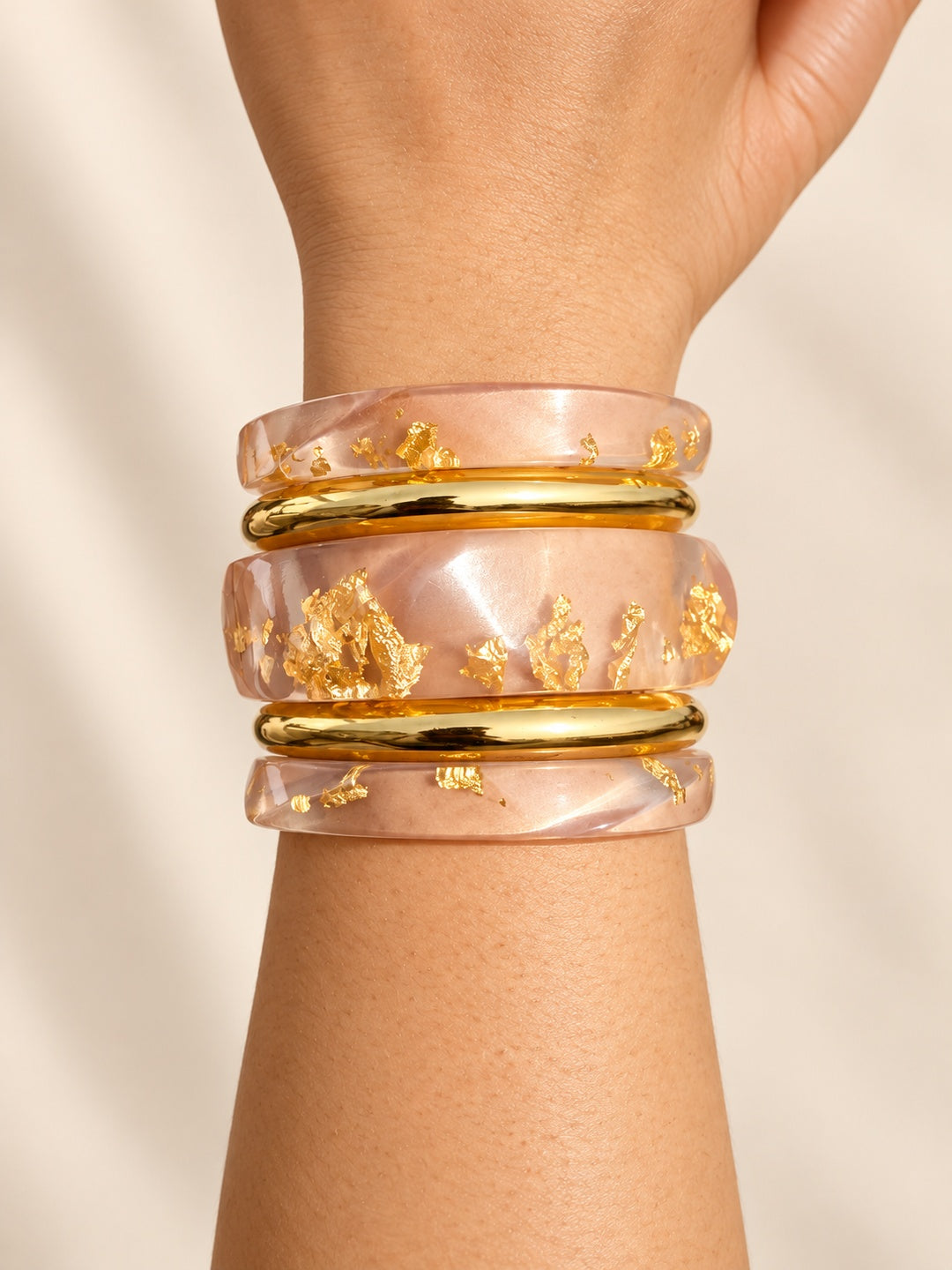 ELVION Pink Gold-Tone Bangle Set — Close-up detail