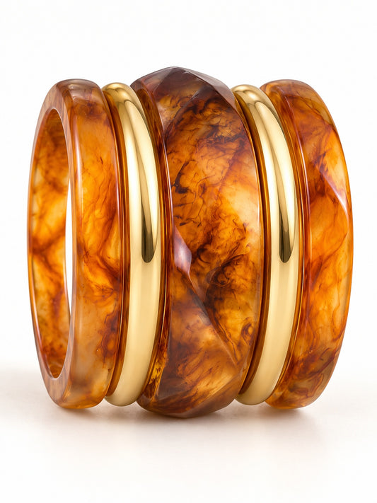 ELVION Amber Gold-Tone Bangle Set — Product on white