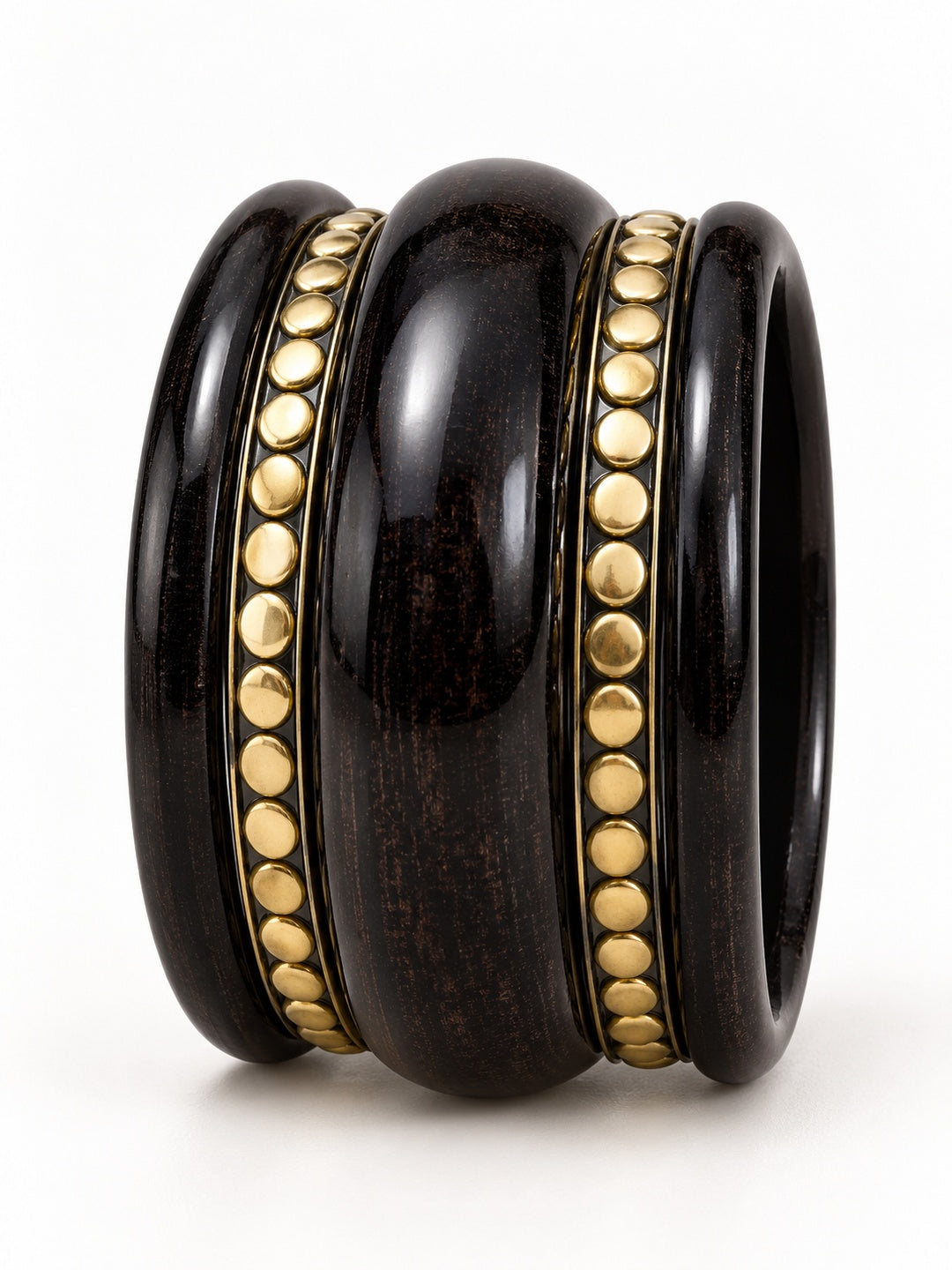 ELVION Black Studded Bangle Set — Product on white