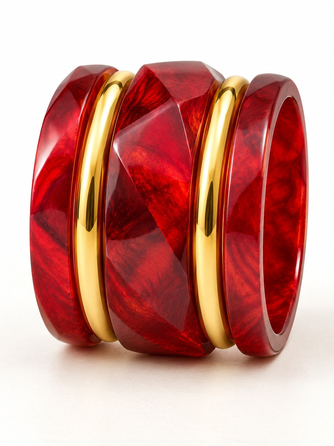 ELVION Red Gold-Tone Bangle Set — Product on white