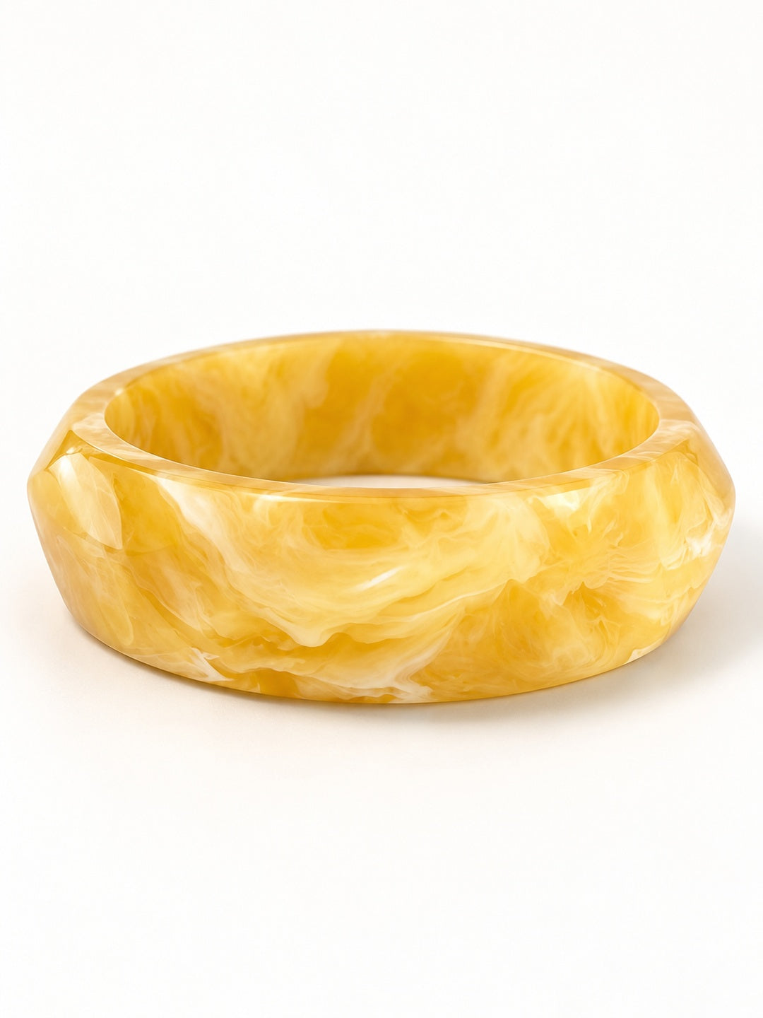 ELVION Yellow Marbled Bangle — Product on white