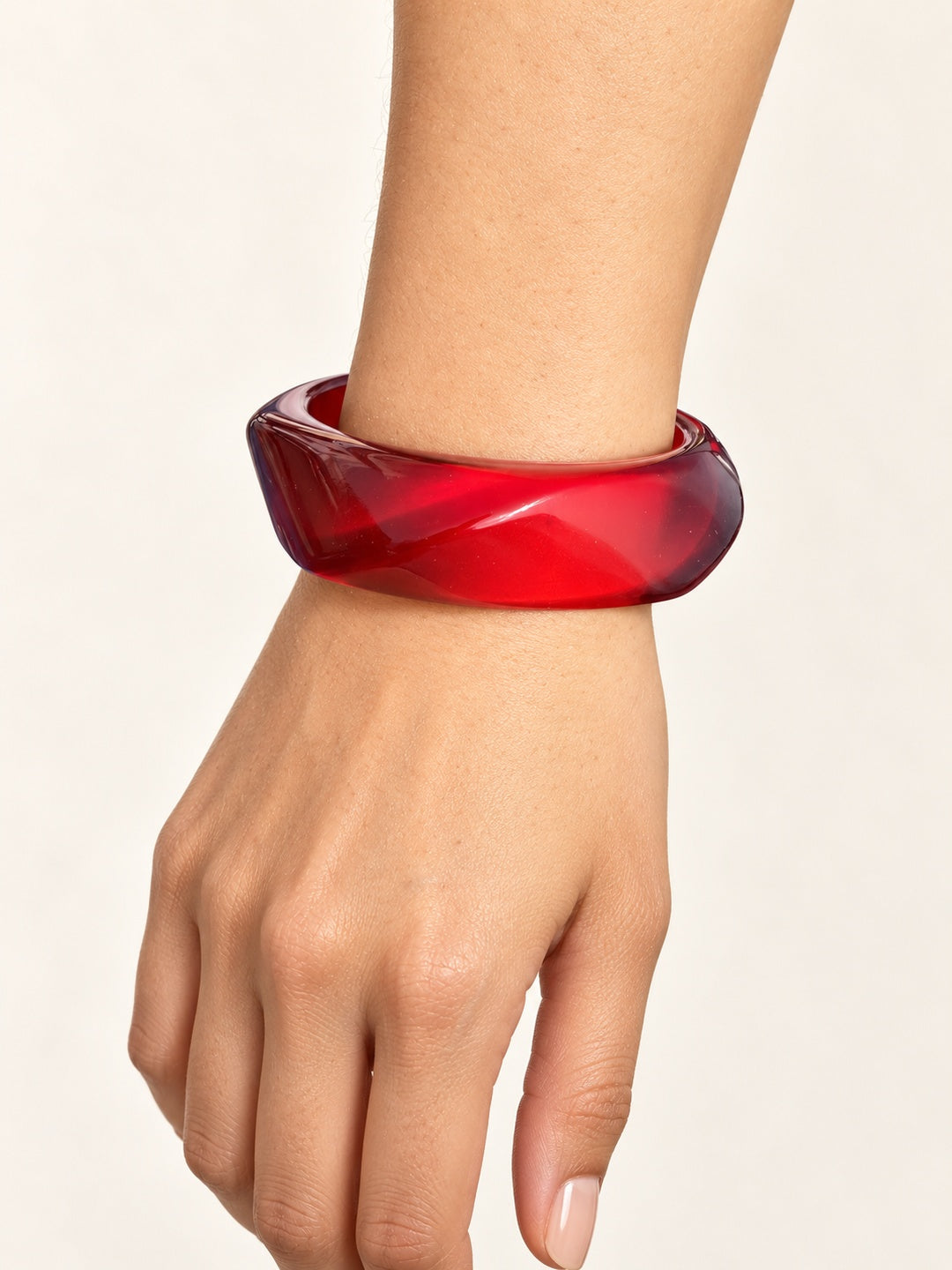 ELVION Red Faceted Bangle — Close-up detail