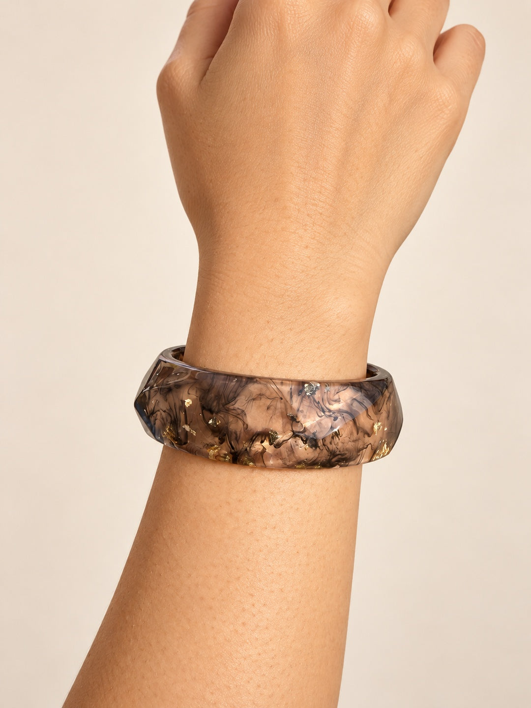 ELVION Smoky Gold-Flecked Bangle — Close-up detail