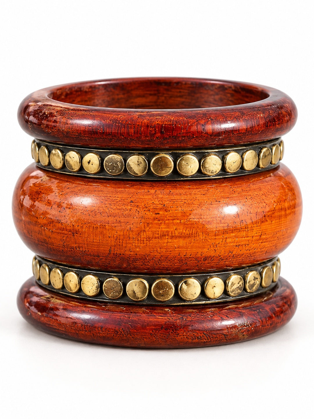 ELVION Brown Studded Bangle Set — Product on white