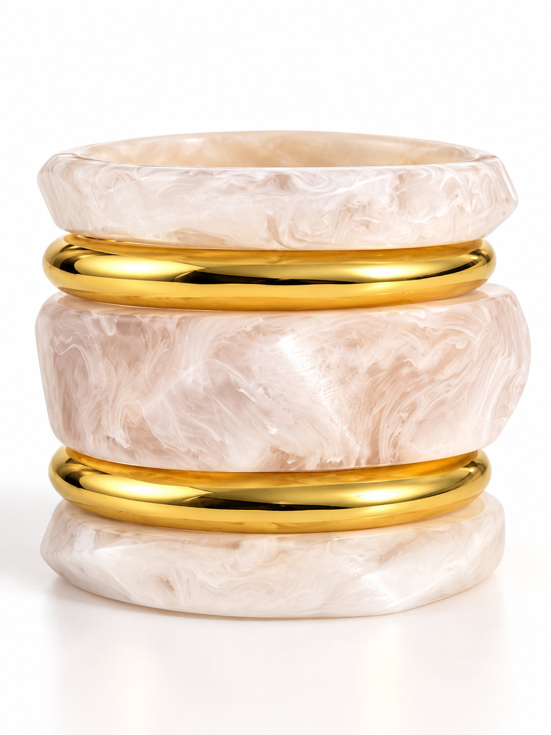 ELVION White Gold-Tone Bangle Set — Product on white