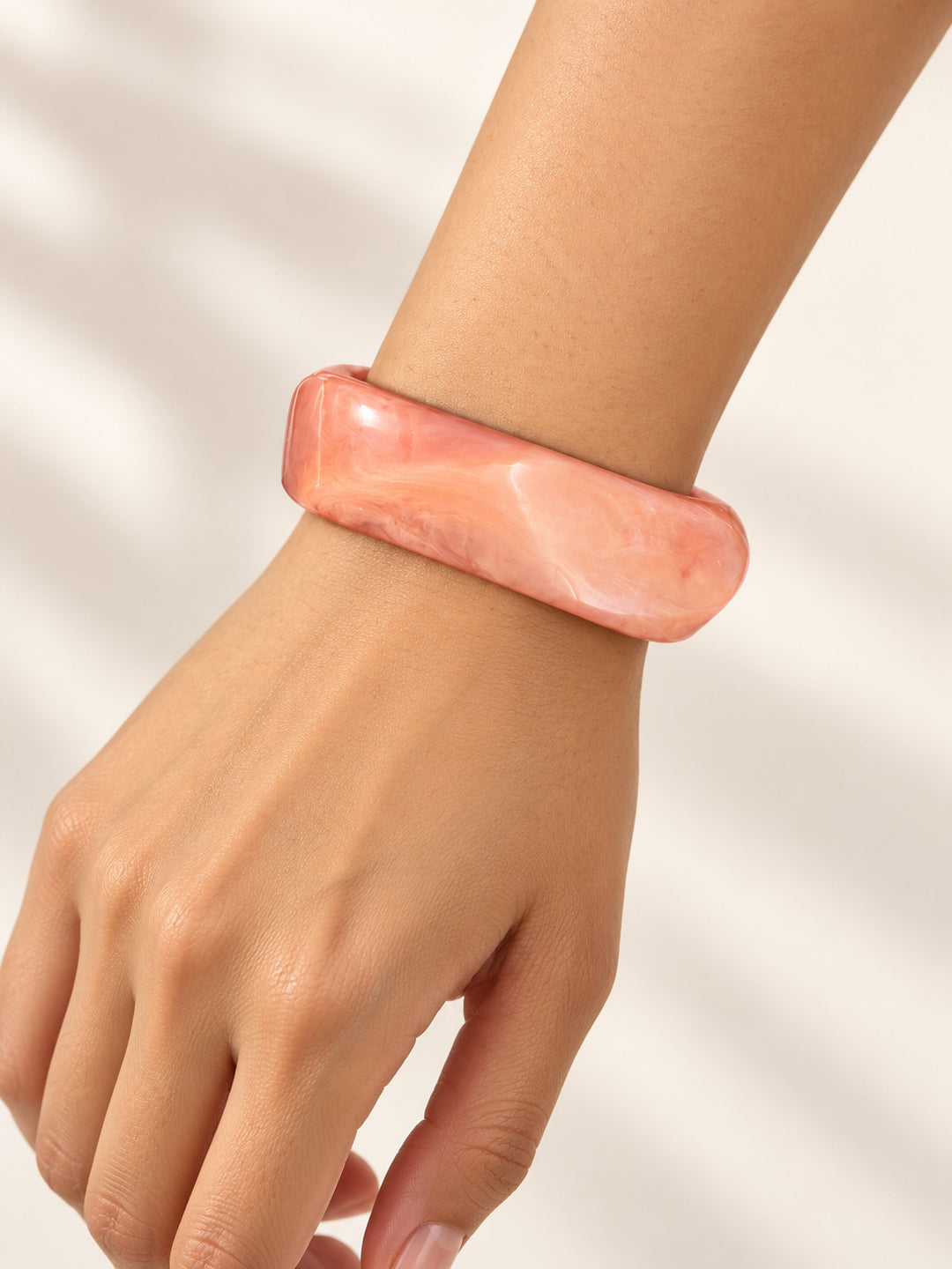 ELVION Peach Marbled Bangle — Close-up detail