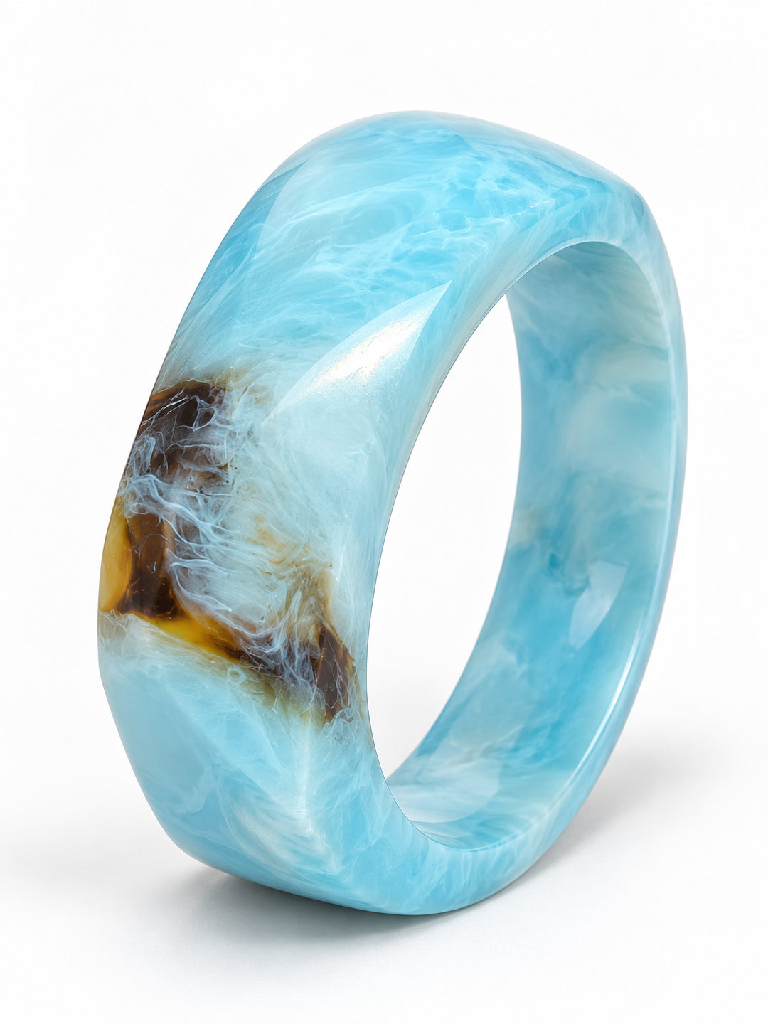 ELVION Blue Amber Marbled Bangle — Product on white