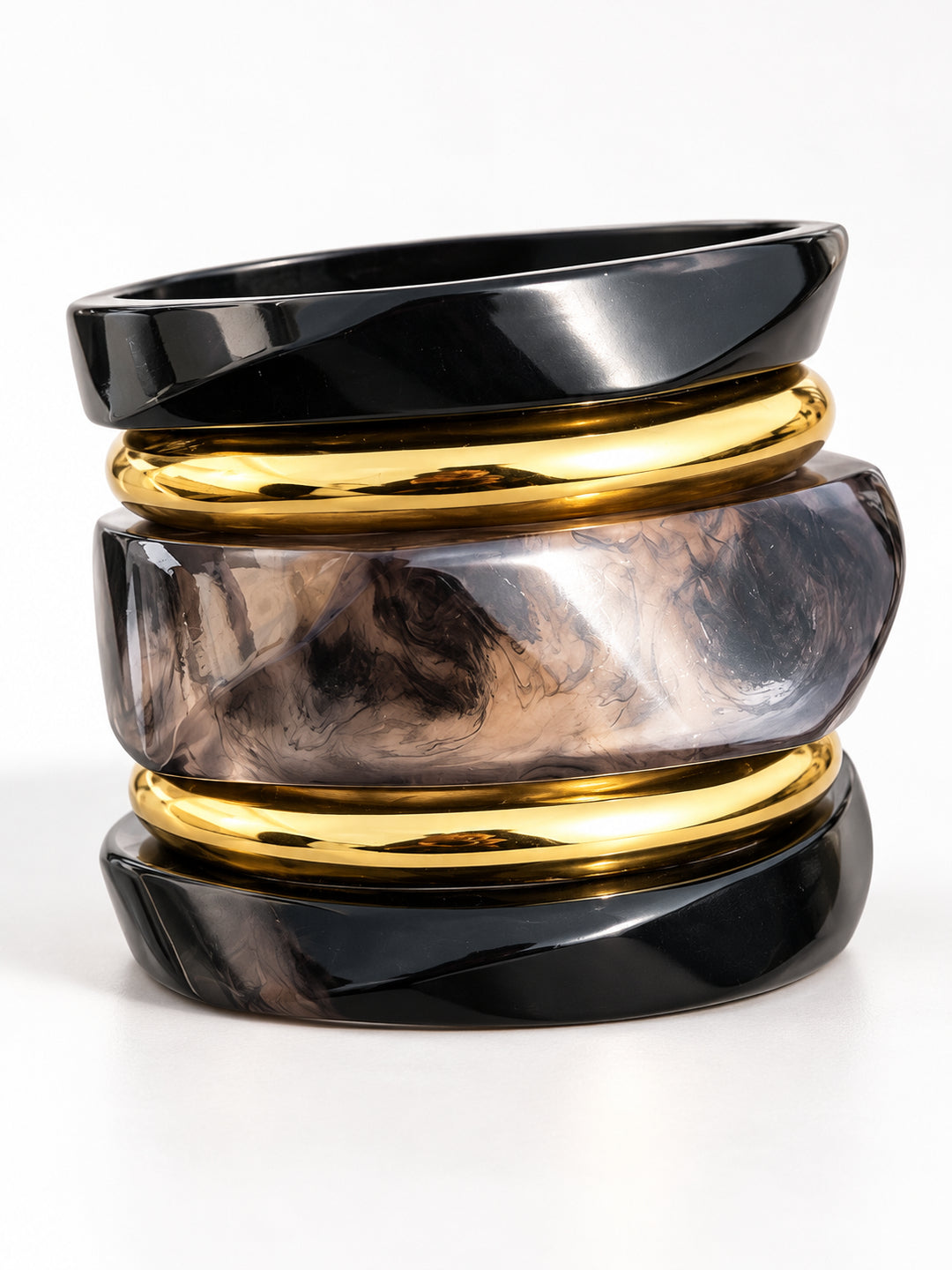 ELVION Black Gold-Tone Bangle Set — Product on white