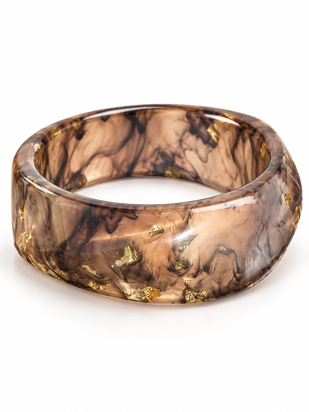 ELVION Brown Gold-Flecked Bangle — Product on white