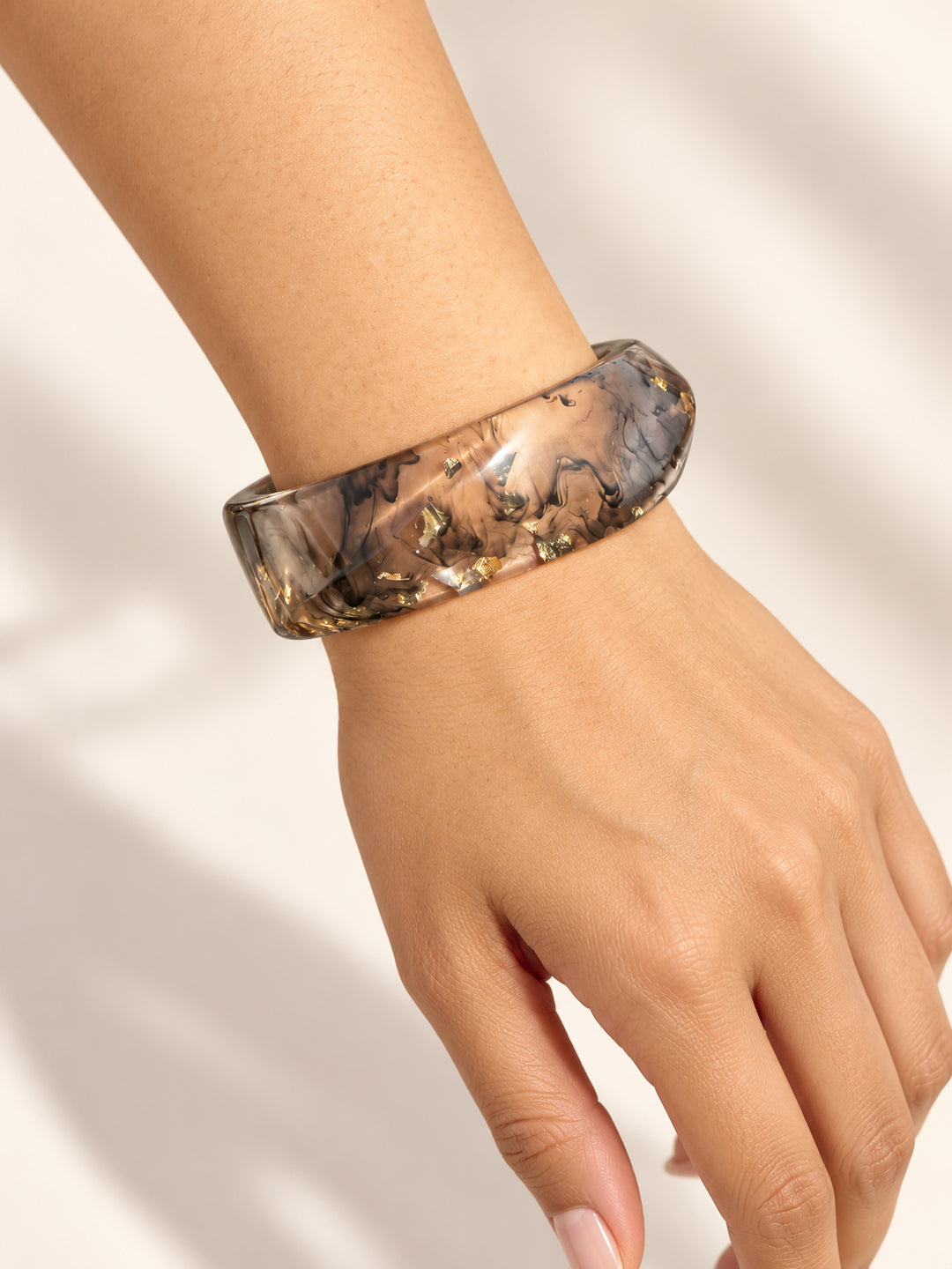 ELVION Brown Gold-Flecked Bangle — Close-up detail
