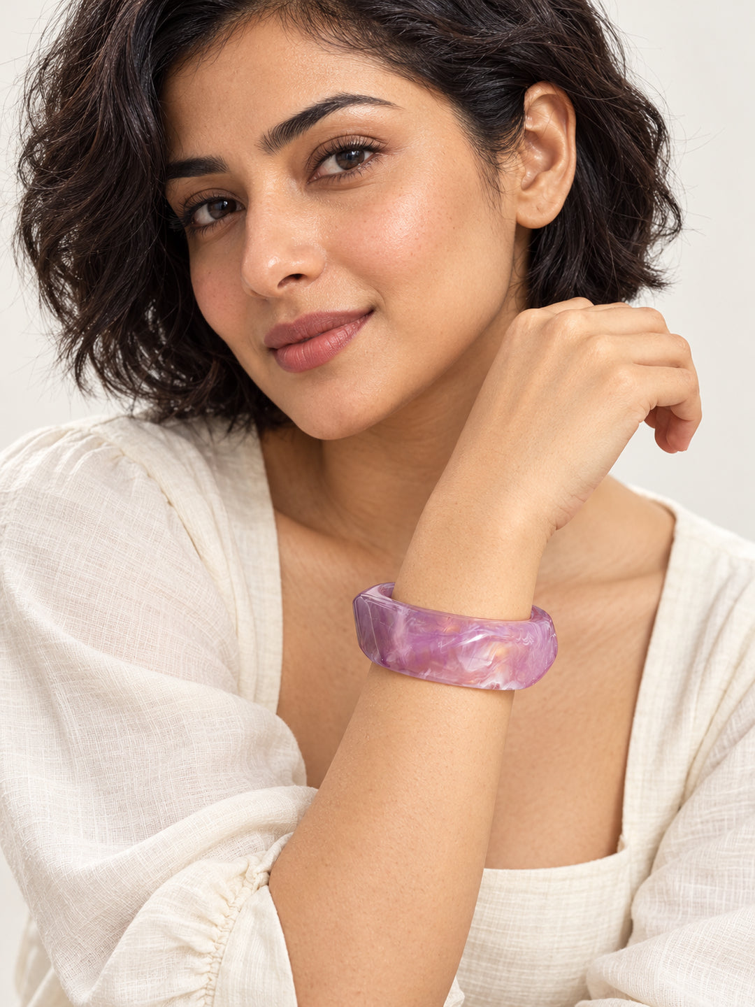 ELVION Lilac Marbled Bangle — Model wearing product