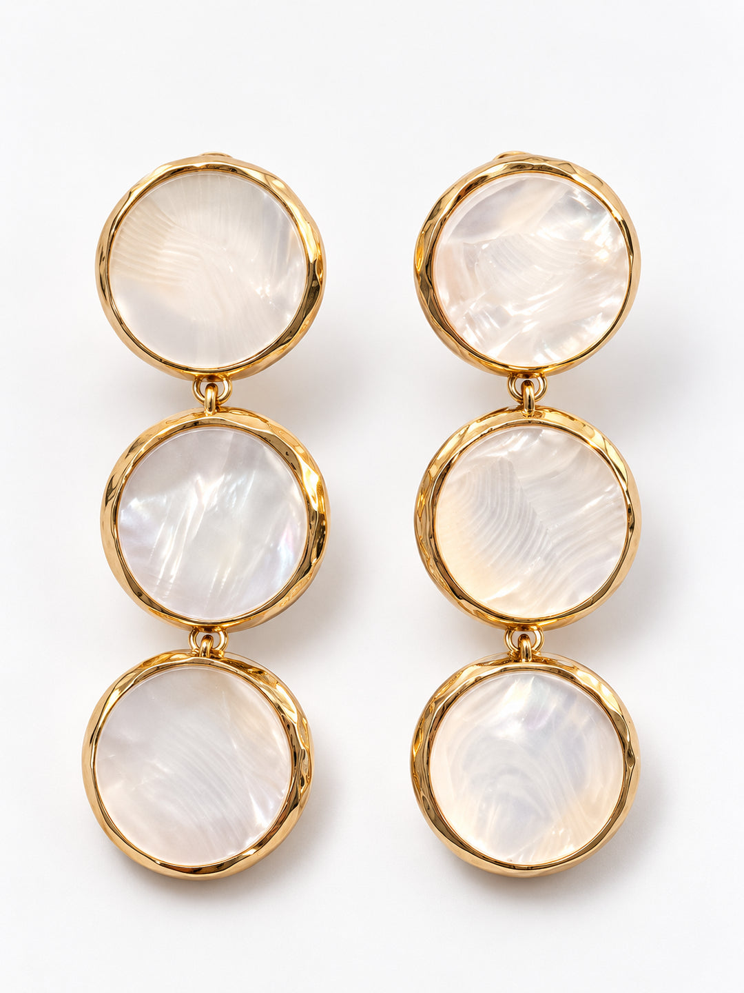 ELVION White Triple Disc Earrings — Product on white