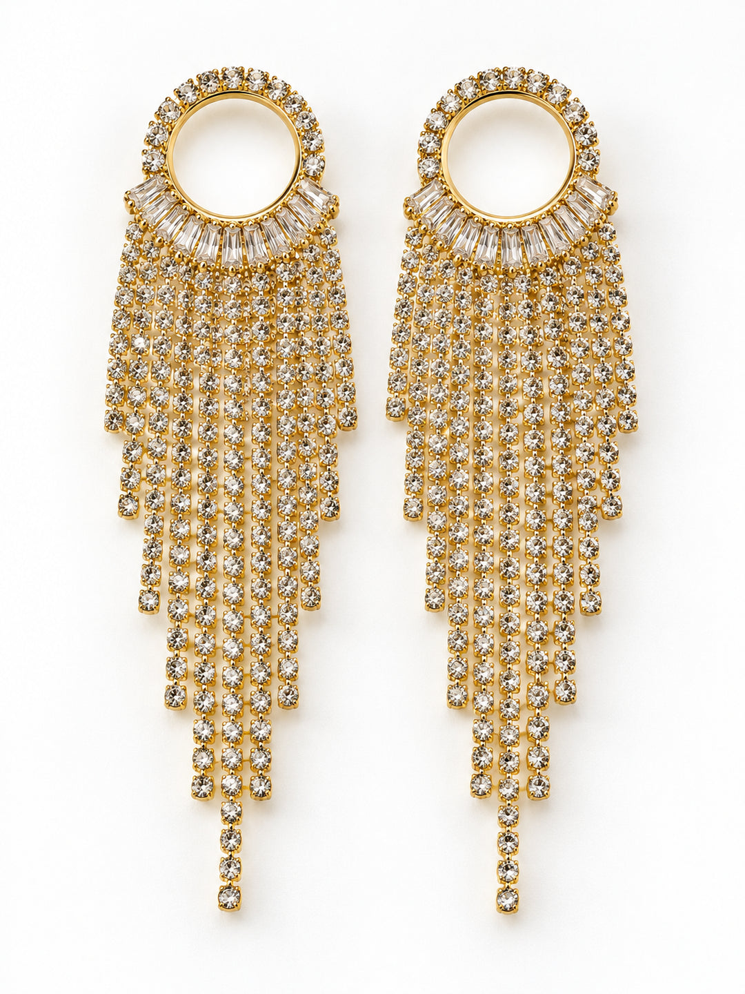 ELVION Gold Round Fringe Earrings — Product on white