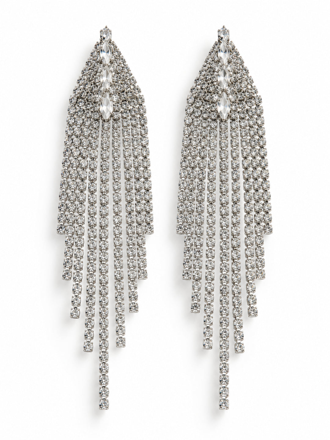 ELVION Silver Drop Fringe Earrings — Product on white