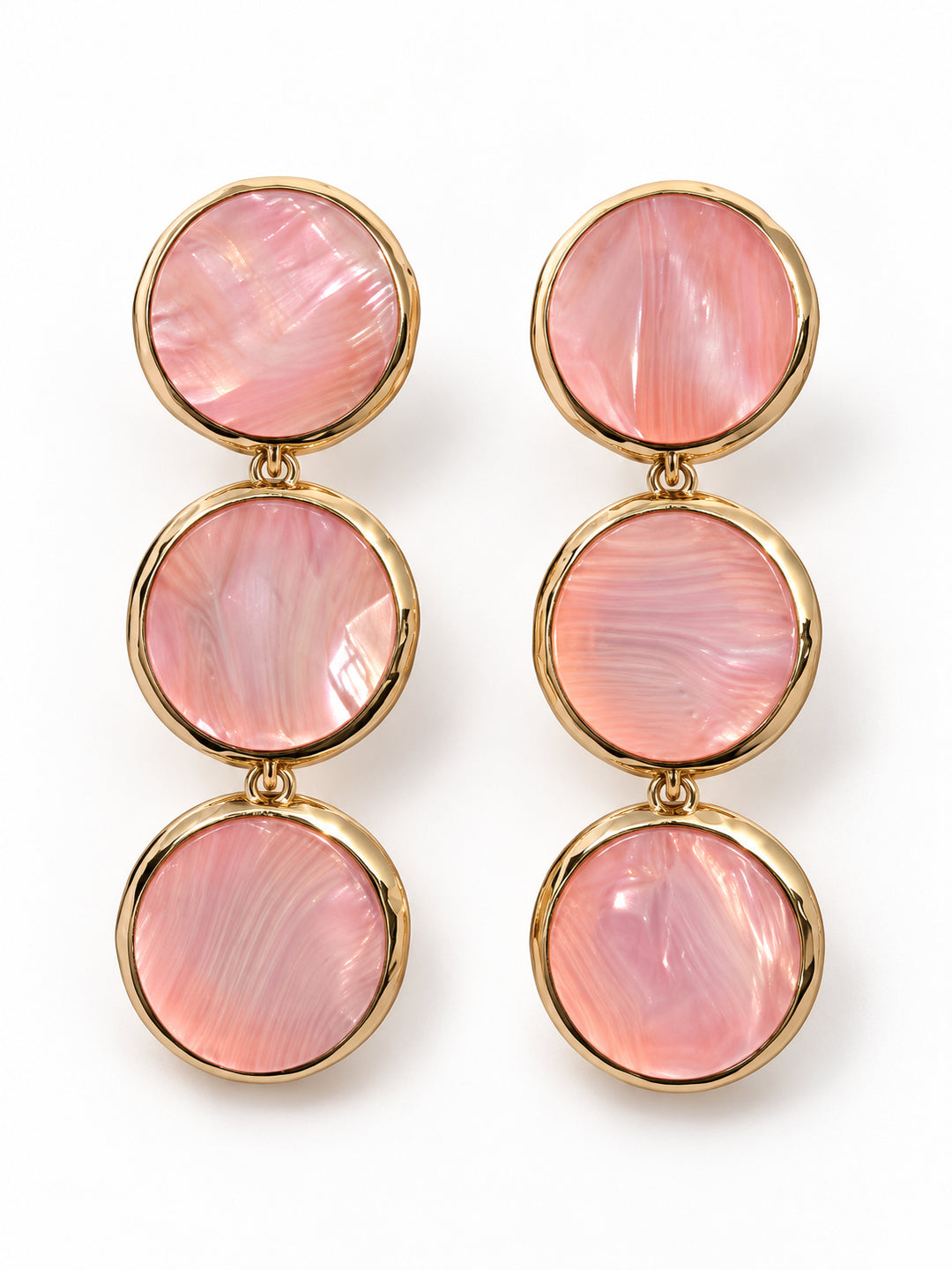 ELVION Pink Triple Disc Earrings — Product on white