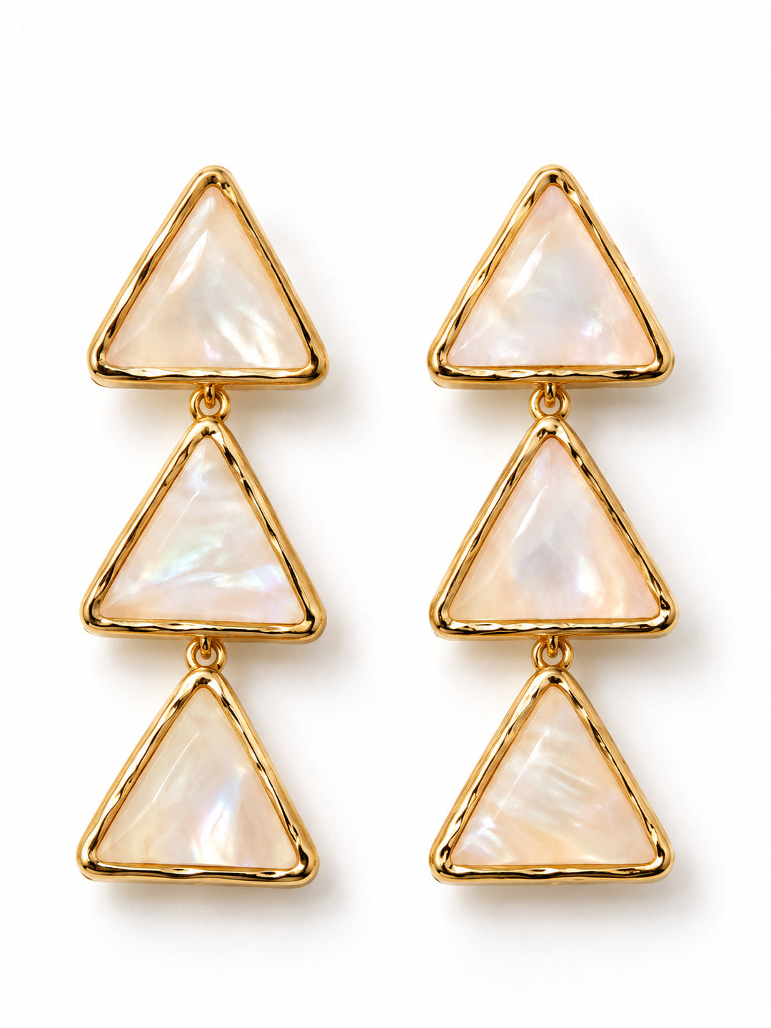 ELVION White Triangle Drop Earrings — Product on white