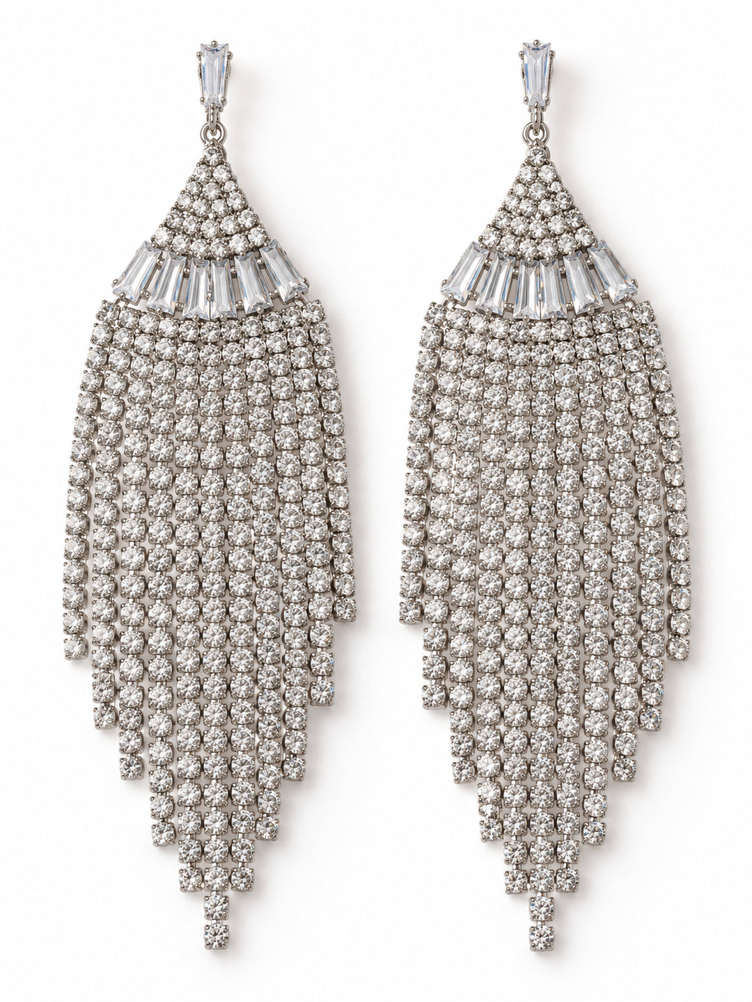 ELVION Silver Fan Fringe Earrings — Product on white