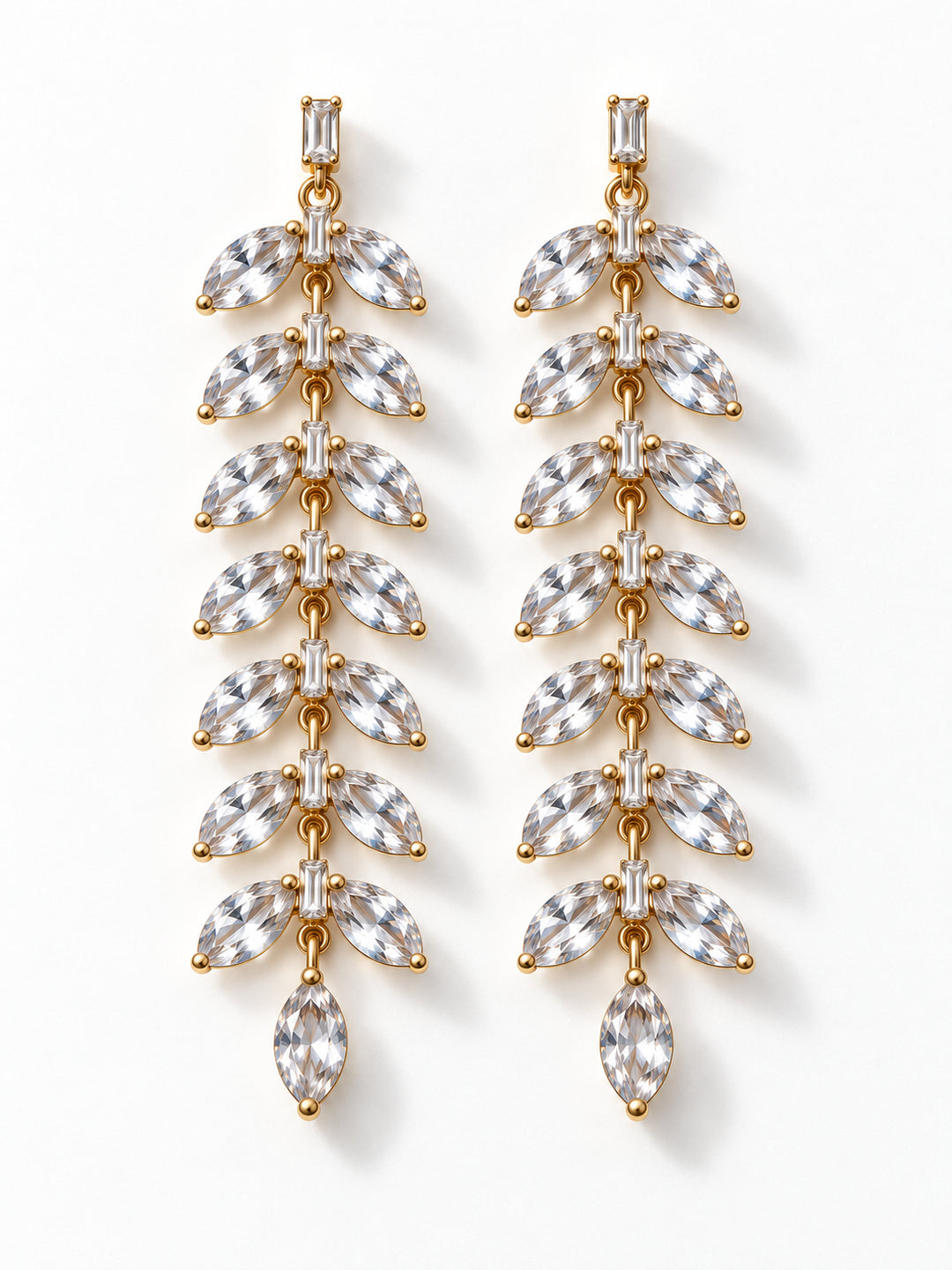 ELVION Gold Leaf Drop Earrings — Product on white