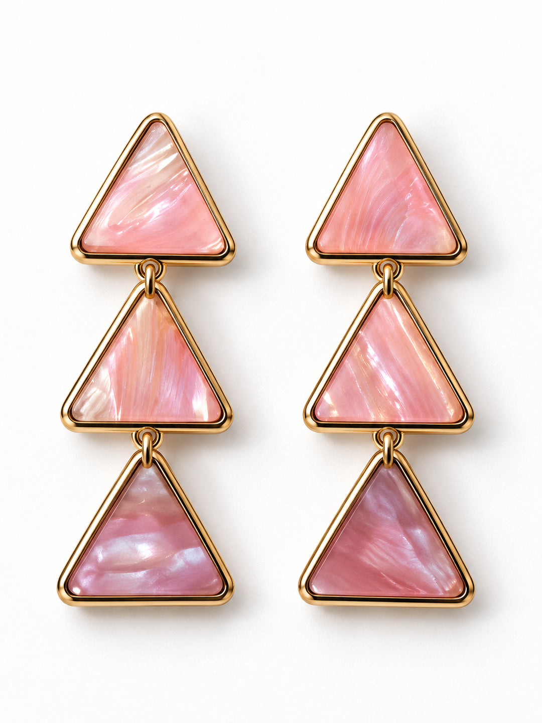 ELVION Pink Triangle Drop Earrings — Product on white