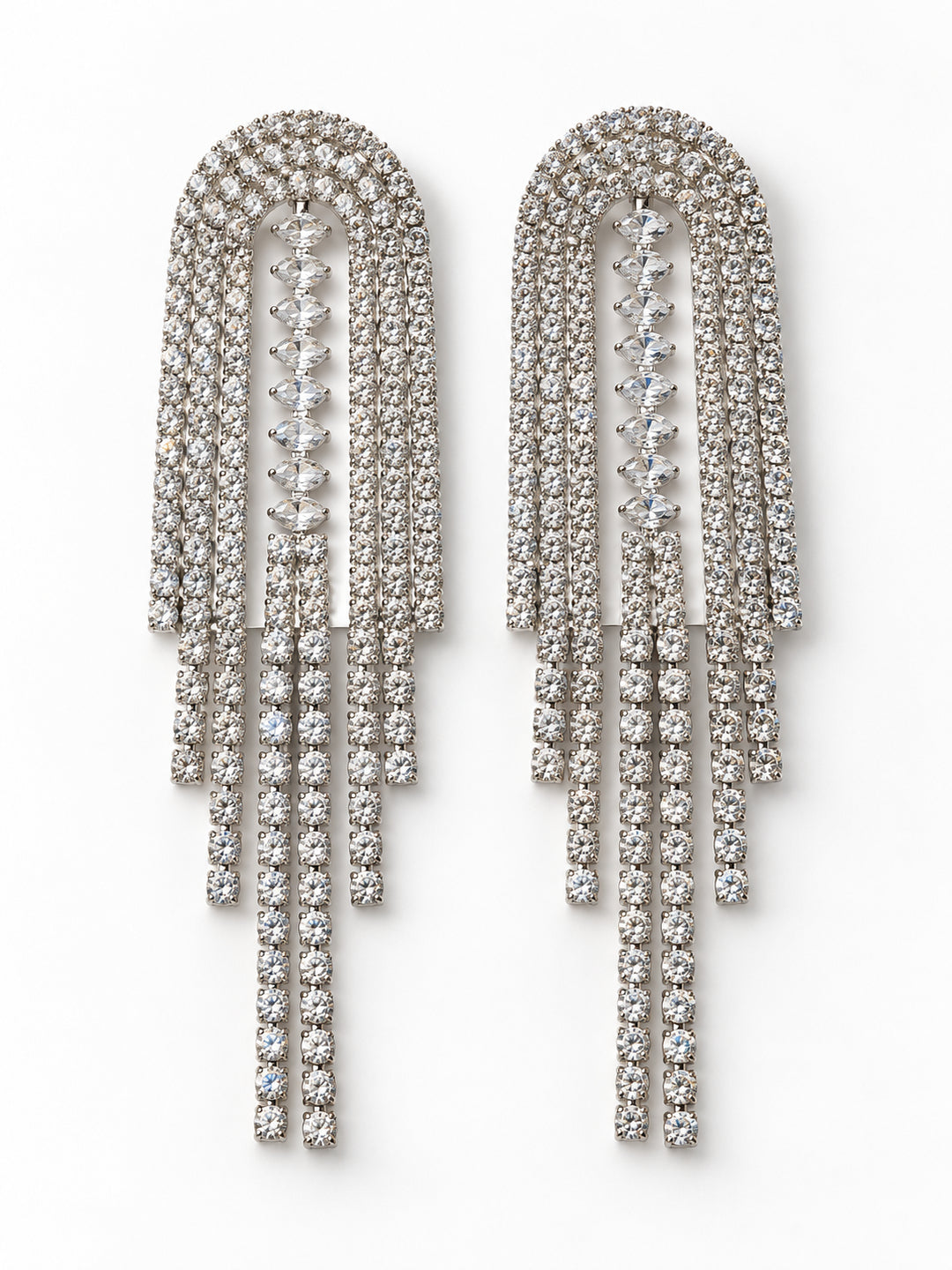 ELVION Silver Arch Drop Earrings — Product on white