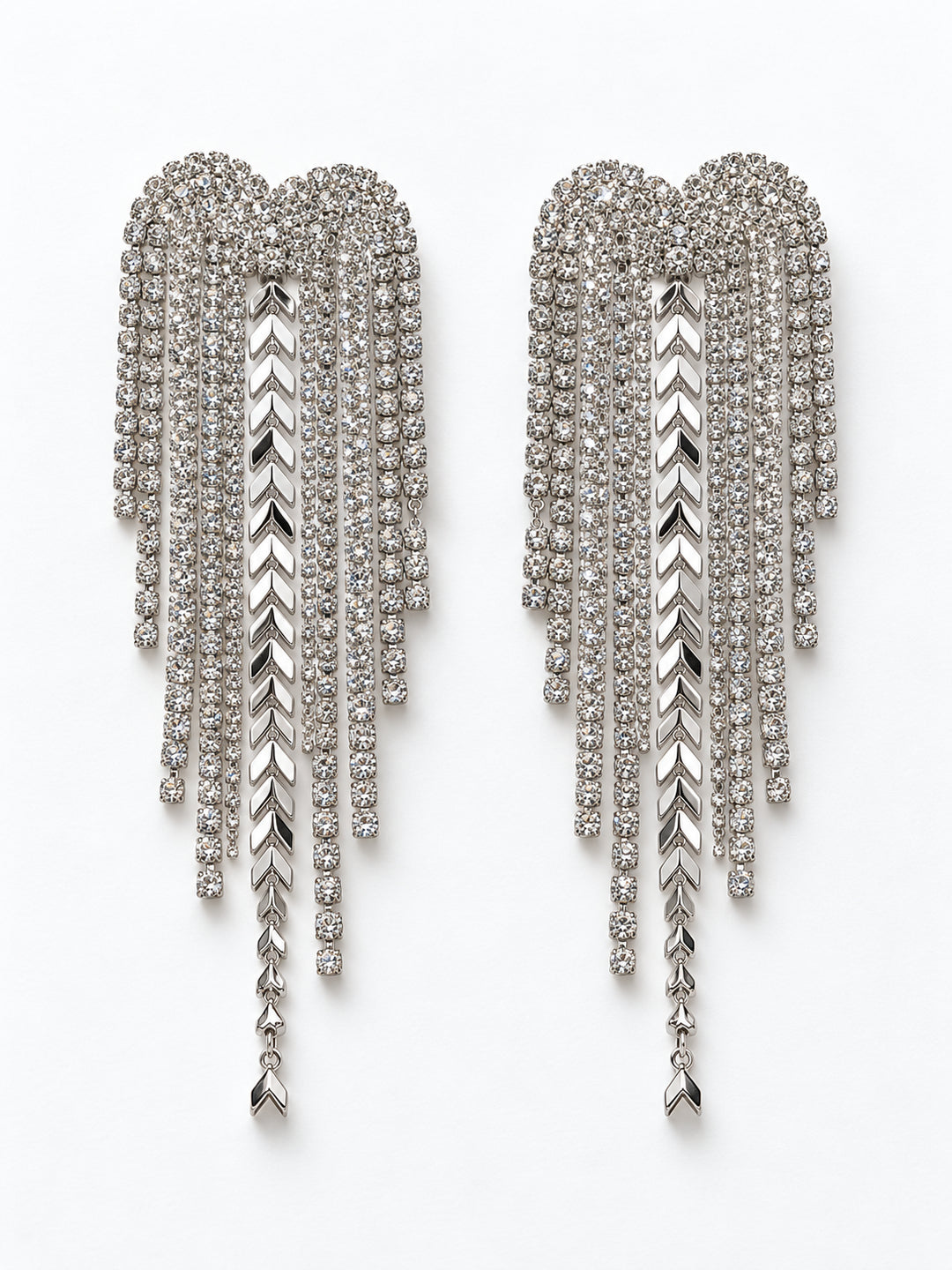 ELVION Silver Chevron Drop Earrings — Product on white