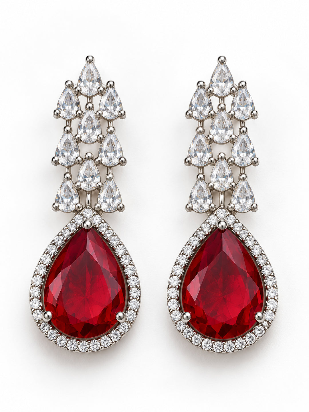 ELVION Red Teardrop Earrings — Product on white