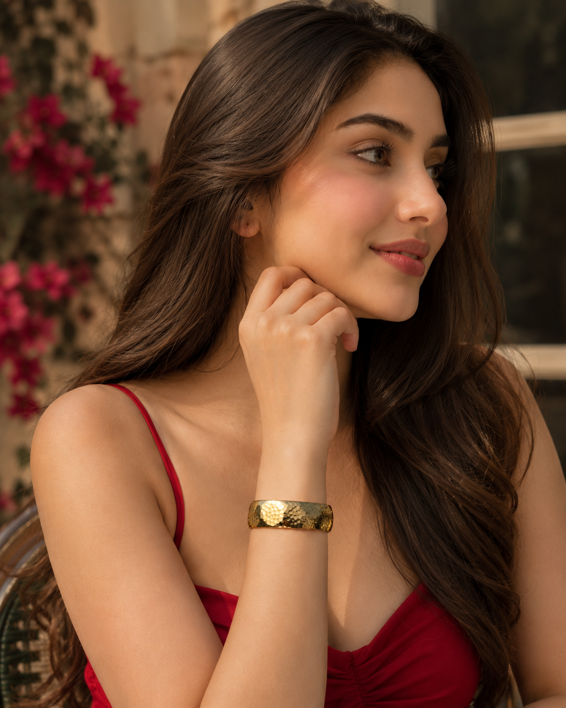 Hammered Gold Cuff Bracelet for Women | Minimalist Statement Bangle | Luxury Handmade Open Cuff Jewelry