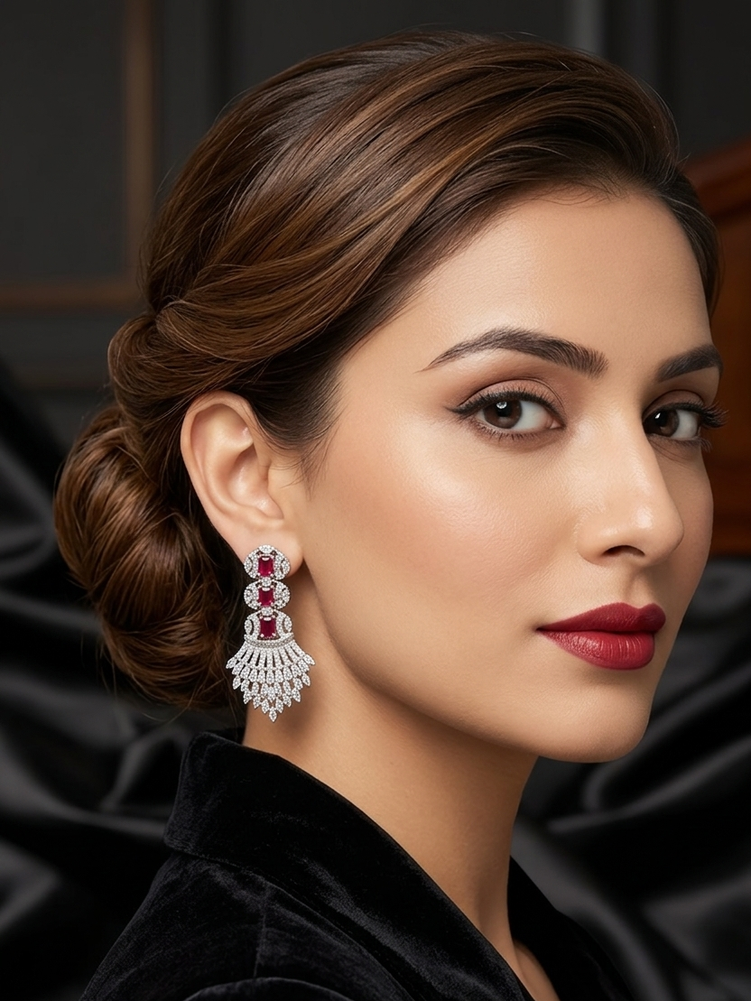 Ruby Radiance Chandelier Drop Earrings