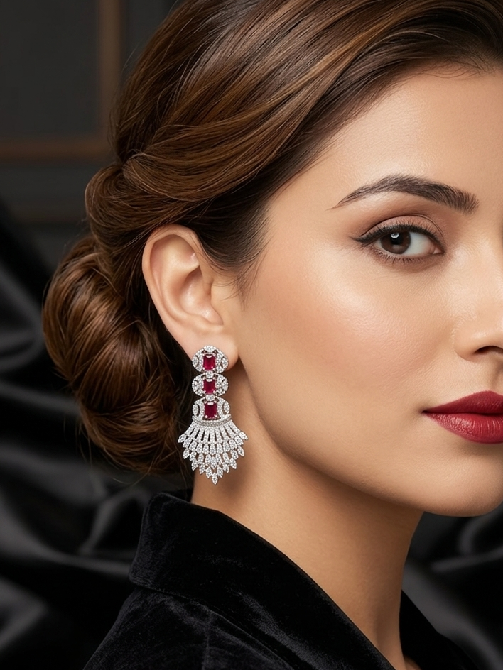 Ruby Radiance Chandelier Drop Earrings