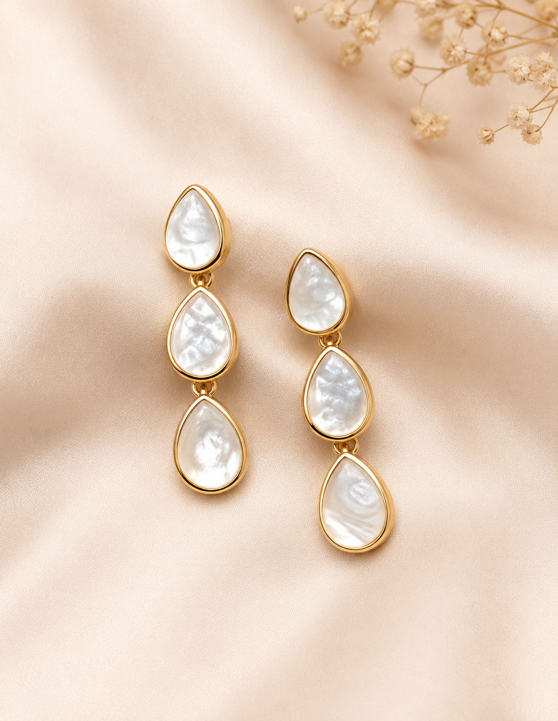 Luna Pearl Cascade Drop Earrings – Gold Finish