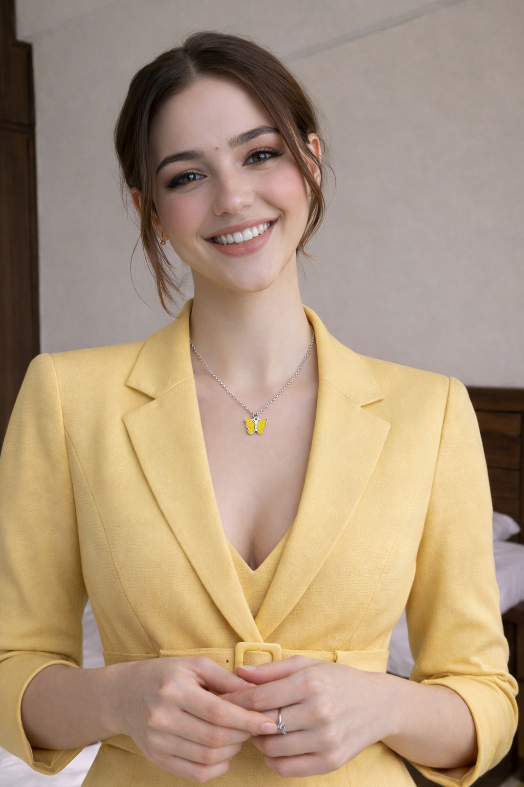 Golden Flutter Butterfly Pendant Necklace