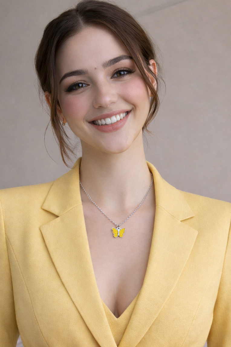 Golden Flutter Butterfly Pendant Necklace