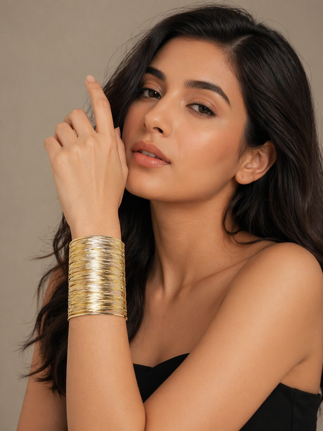 Elegant Golden Wire Cuff Statement Bracelet