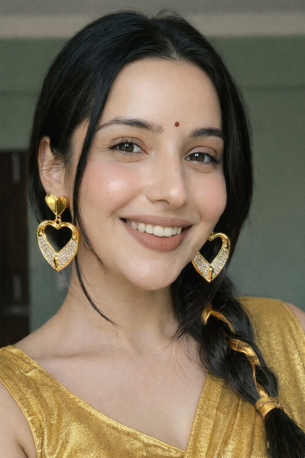 Golden Twin Heart Drop Earrings – Elegant Love Statement