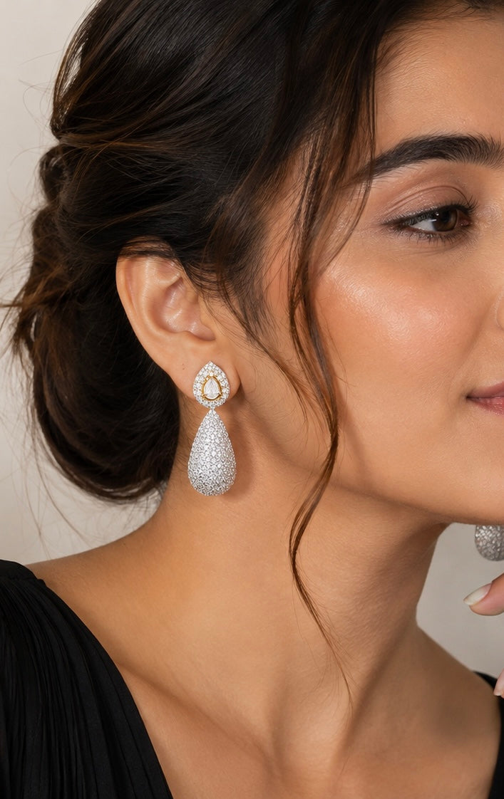 Classic Pear Diamond Drop Earrings