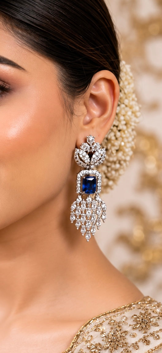 Royal Sapphire Diamond Chandelier Earrings
