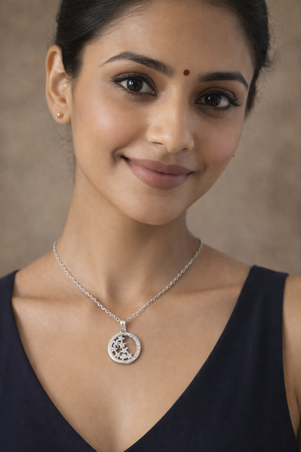 Celestial Moonlight Halo Pendant Necklace