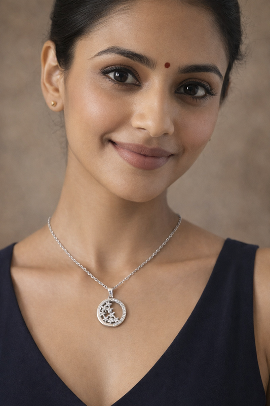 Celestial Moonlight Halo Pendant Necklace