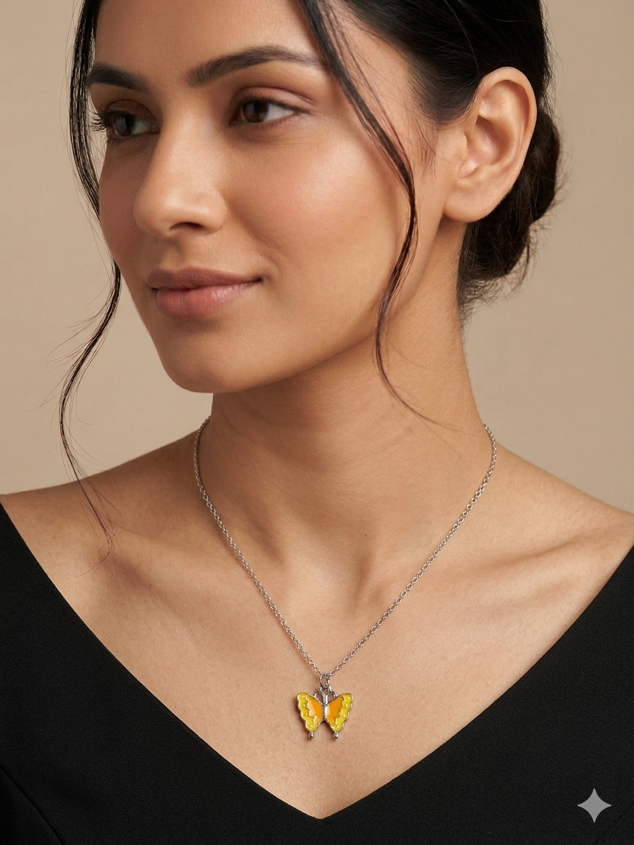 Sunset Glow Butterfly Pendant Necklace