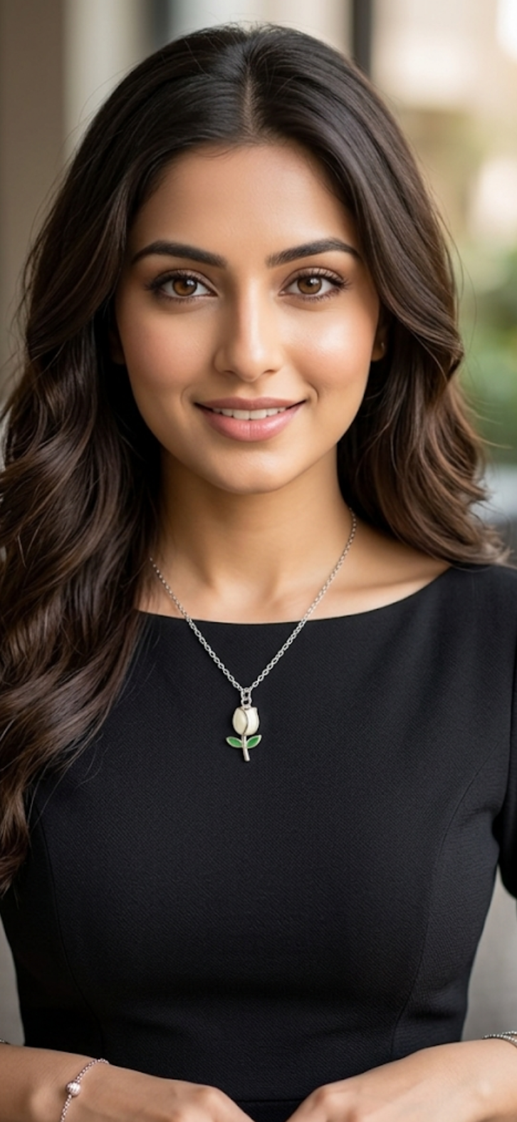 White Rose Charm Necklace