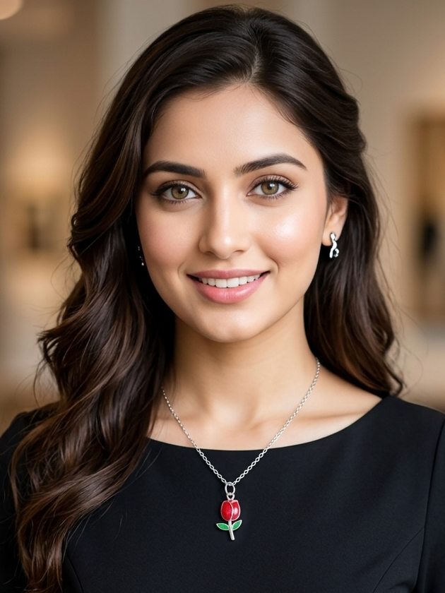 Red rose charm necklace