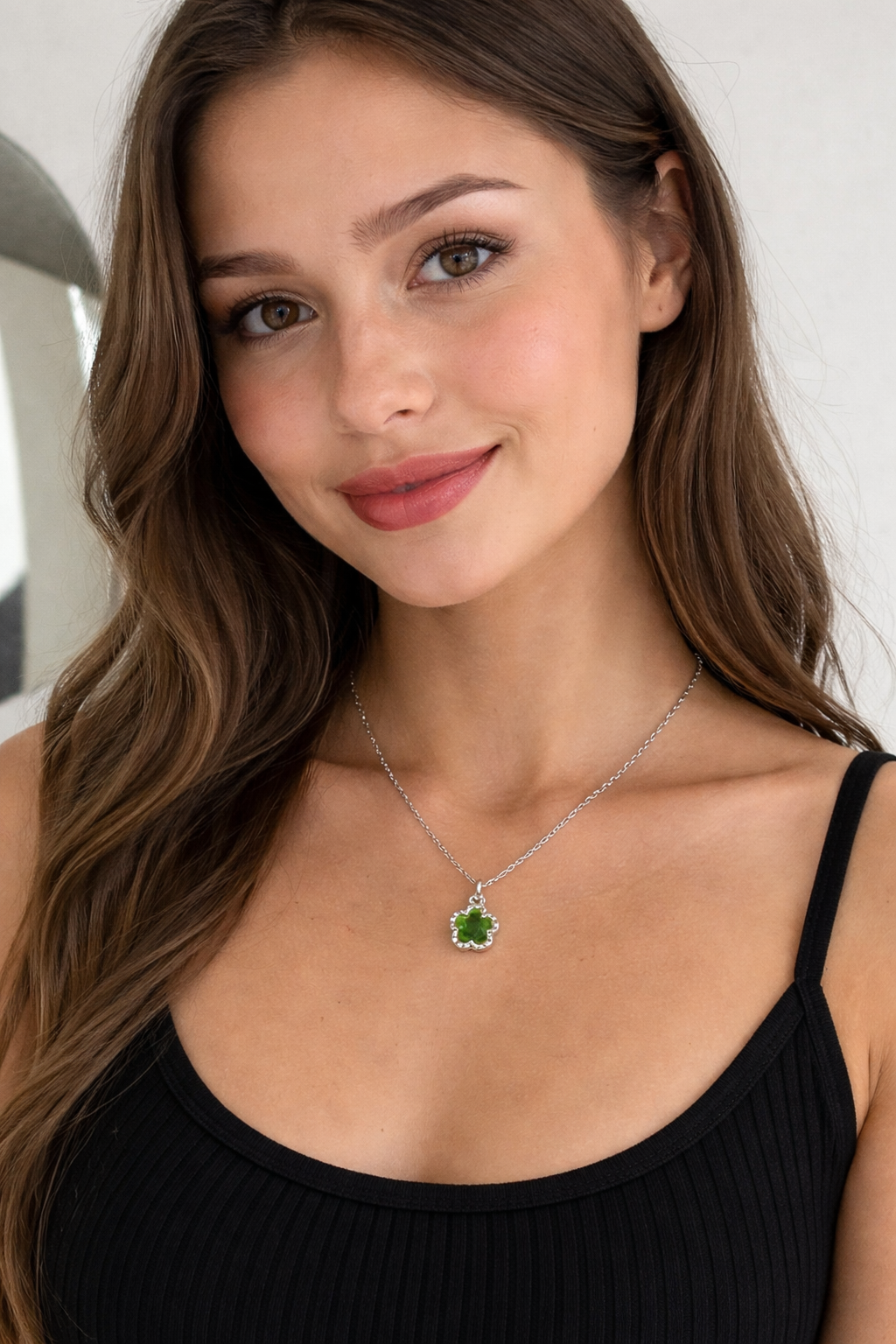 Emerald Blossom Crystal Necklace