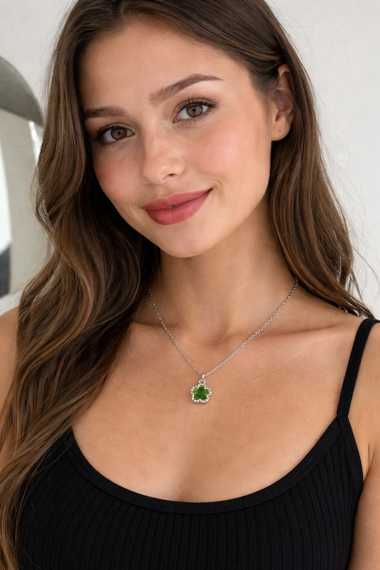 Emerald Blossom Crystal Necklace