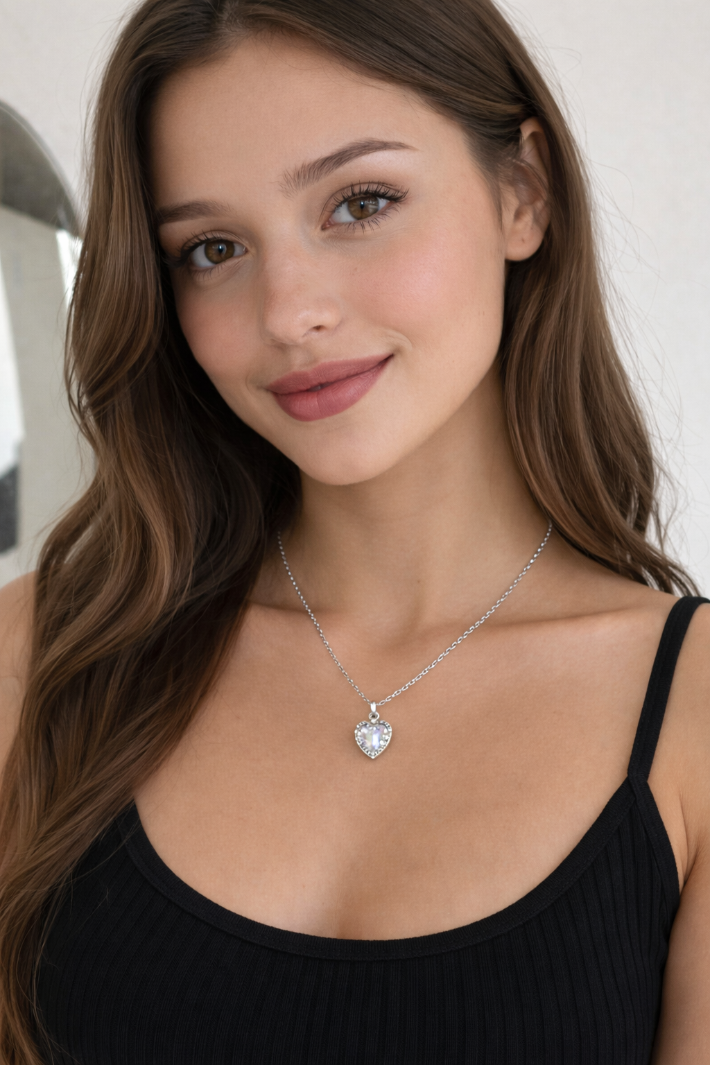 Elegant Double Heart Crystal Pendant Necklace – Romantic Rose Gold Charm
